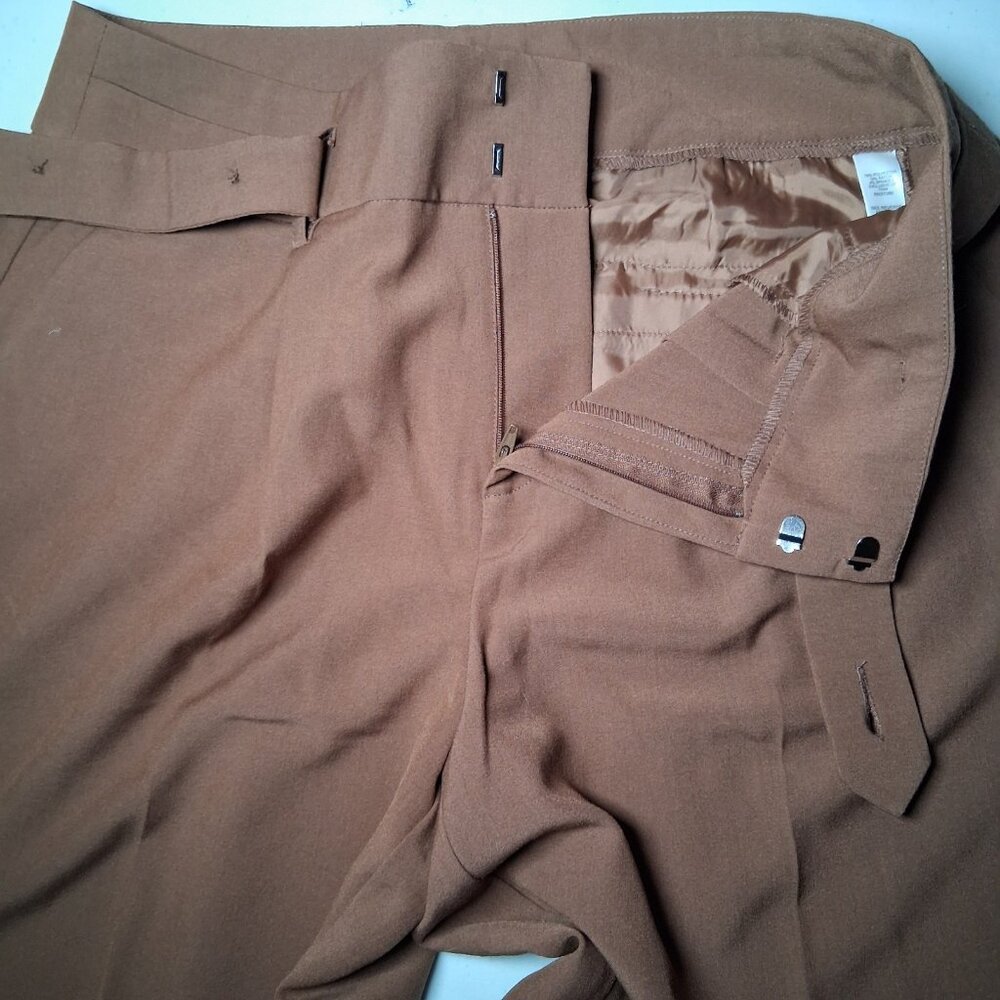 Cato Dress Pants Women Size 12 Brown Wide Leg Button Stretch Classic NEW - Picture 9 of 14